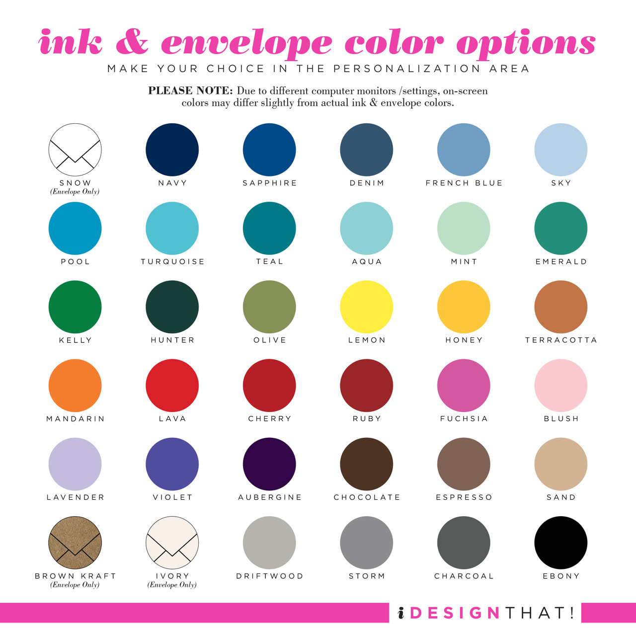 Colorful A2 envelopes for monogram stationery